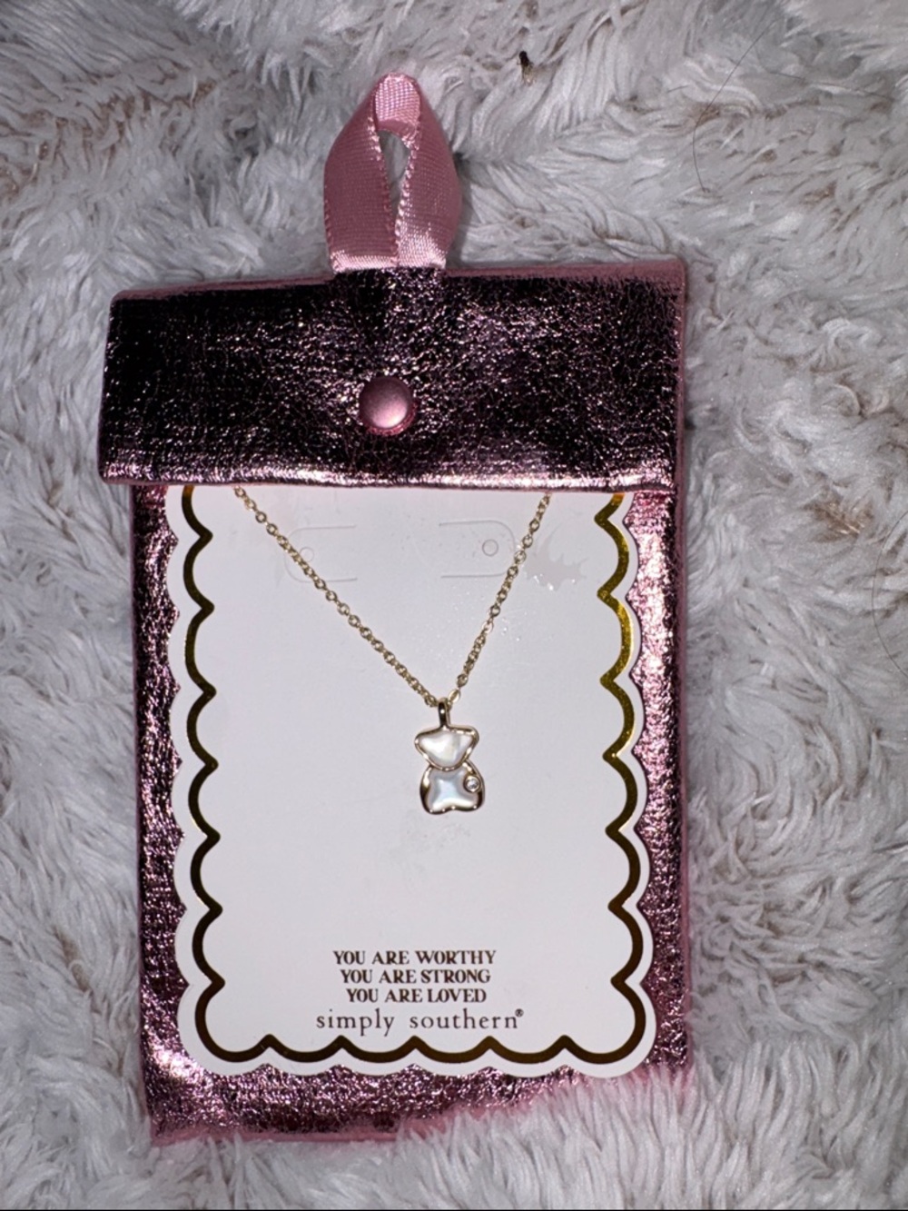 Simply Southern Teddy Bear Necklace New
